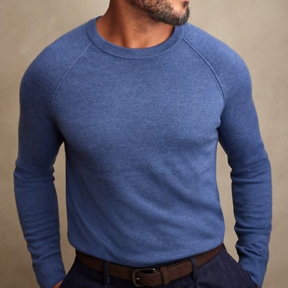 Banana Republic Merino Wool Sweater Mens XXL TALL Blue Pullover Crewneck Italian - Picture 1 of 7